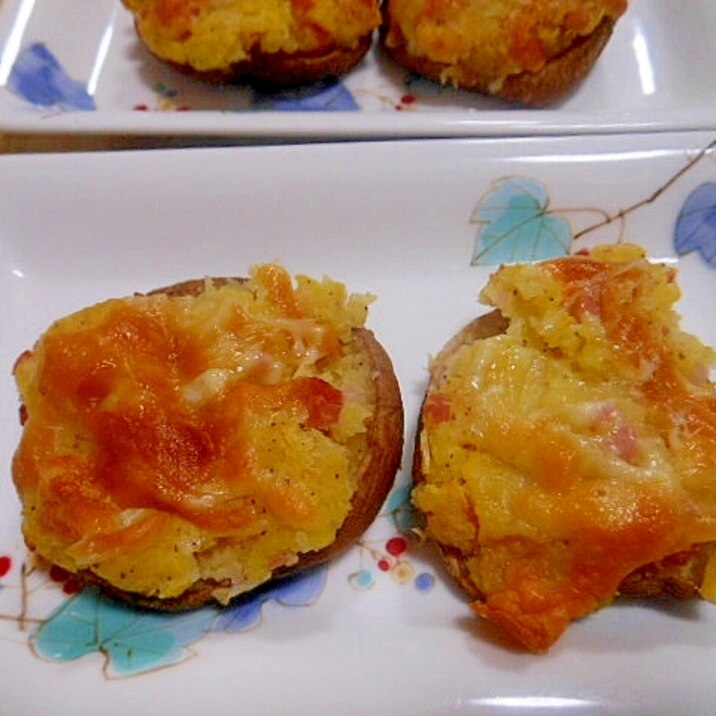 トースターde★じゃが芋、ベーコンの椎茸チーズ焼き